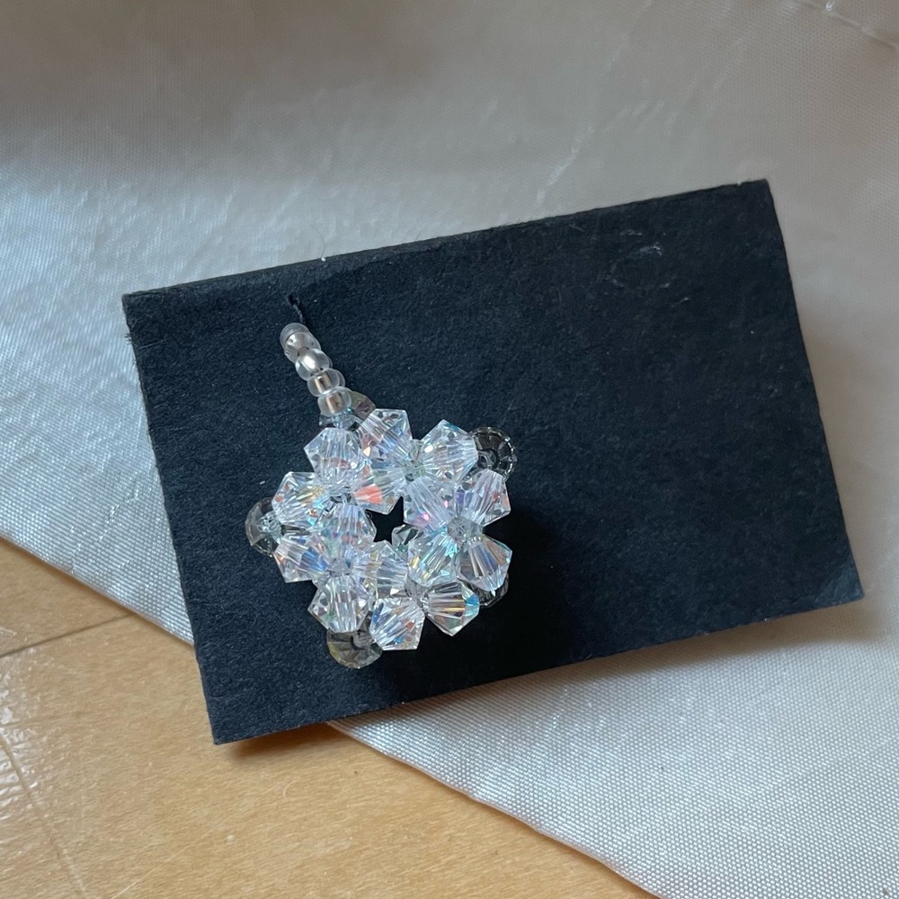 Snowflake Crystal Necklace Pendant; Artisan Made